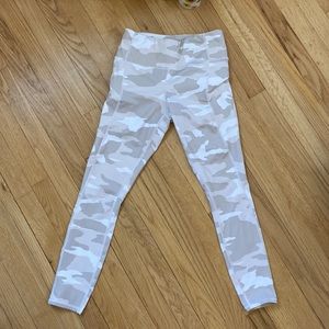 Athleta Camo Zipper Pocket Leggings